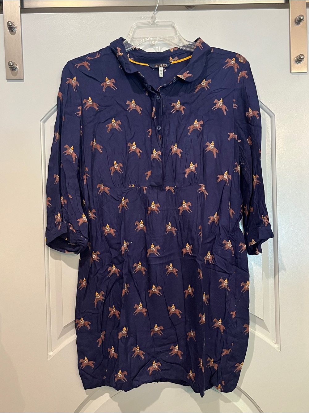 Joules Navy Shirt Dress tunic with equestrian Horse Print. So preppy!